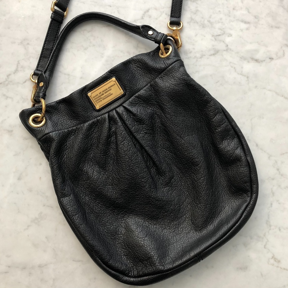 Marc by Marc Jacobs Black Leather Hobo Bag with Gold Hardware